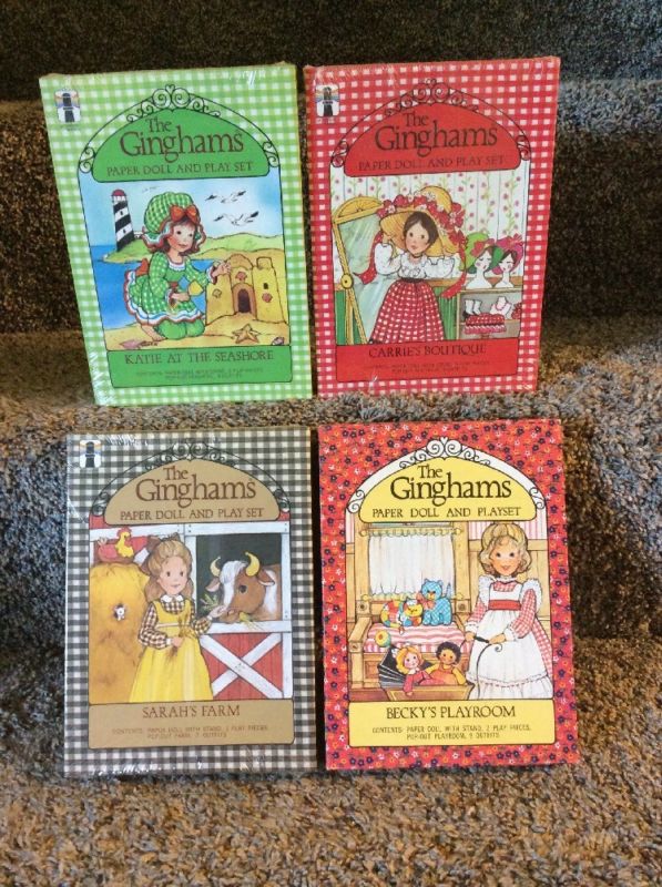 The Ginghams Paper Doll Playset Lot Of 4 Nib Un Cut Vintage Great Color 4 Antique Price Guide Details Page