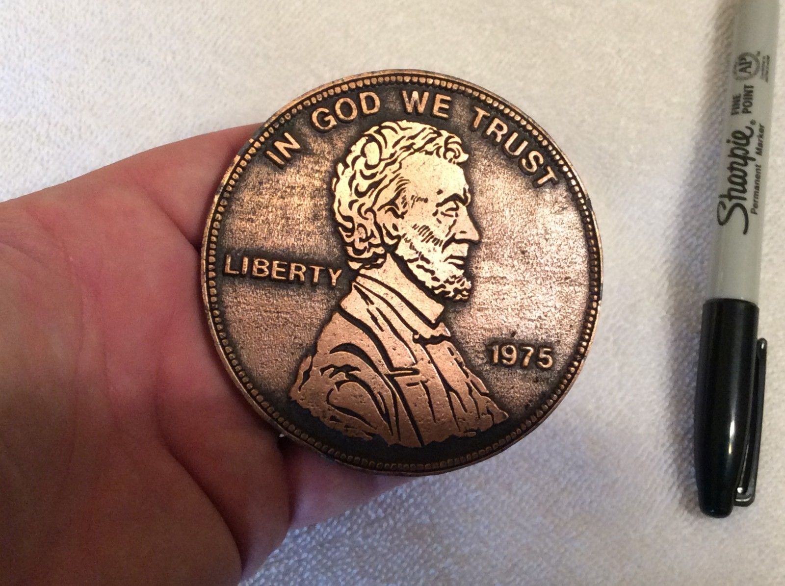 A) Vintage HUGE PENNY 1975 Lakeland Auto Auction Manheim FL Advertising