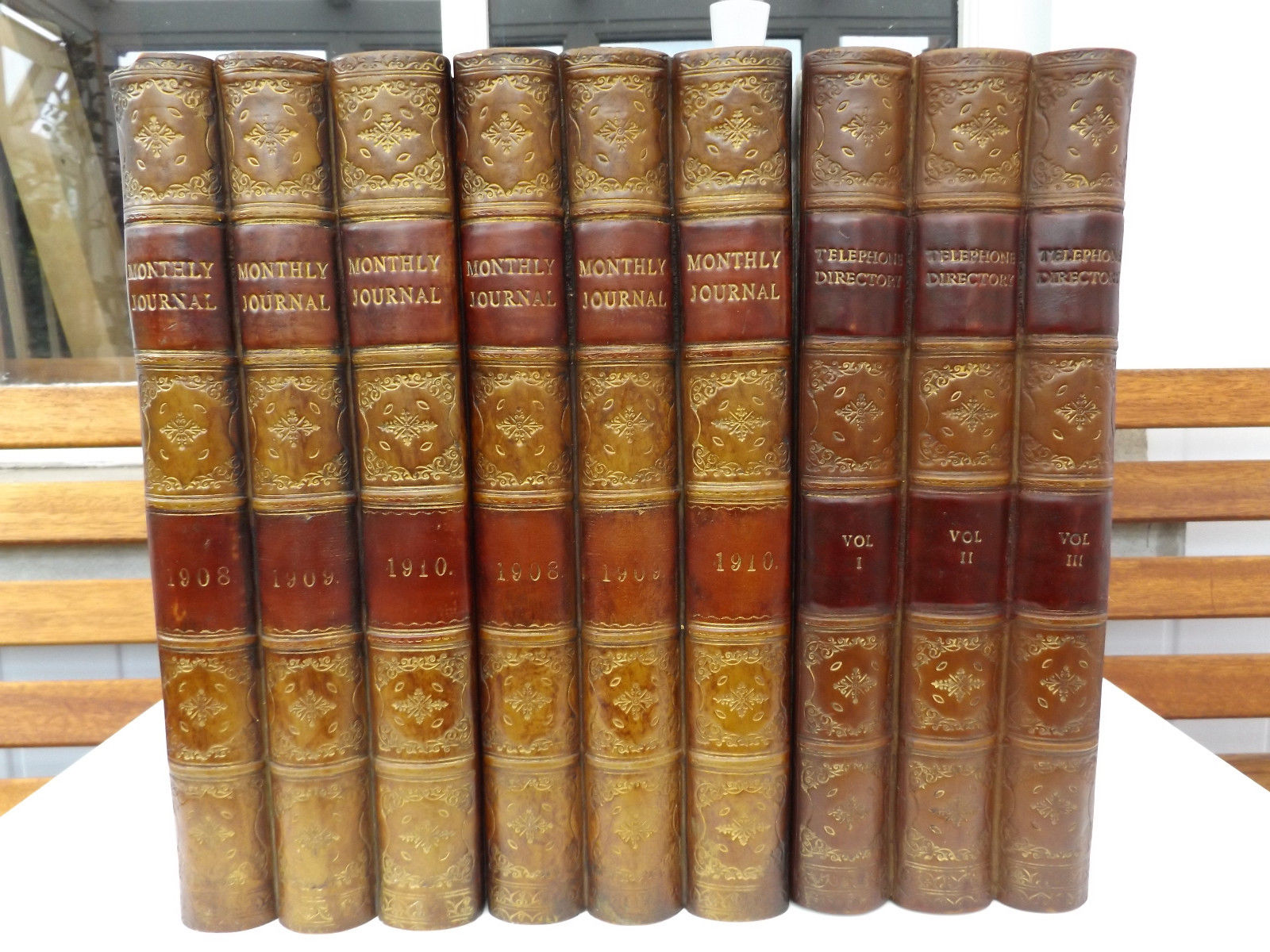 3 Book File Or Magazine Holders Faux Leather Books Effect