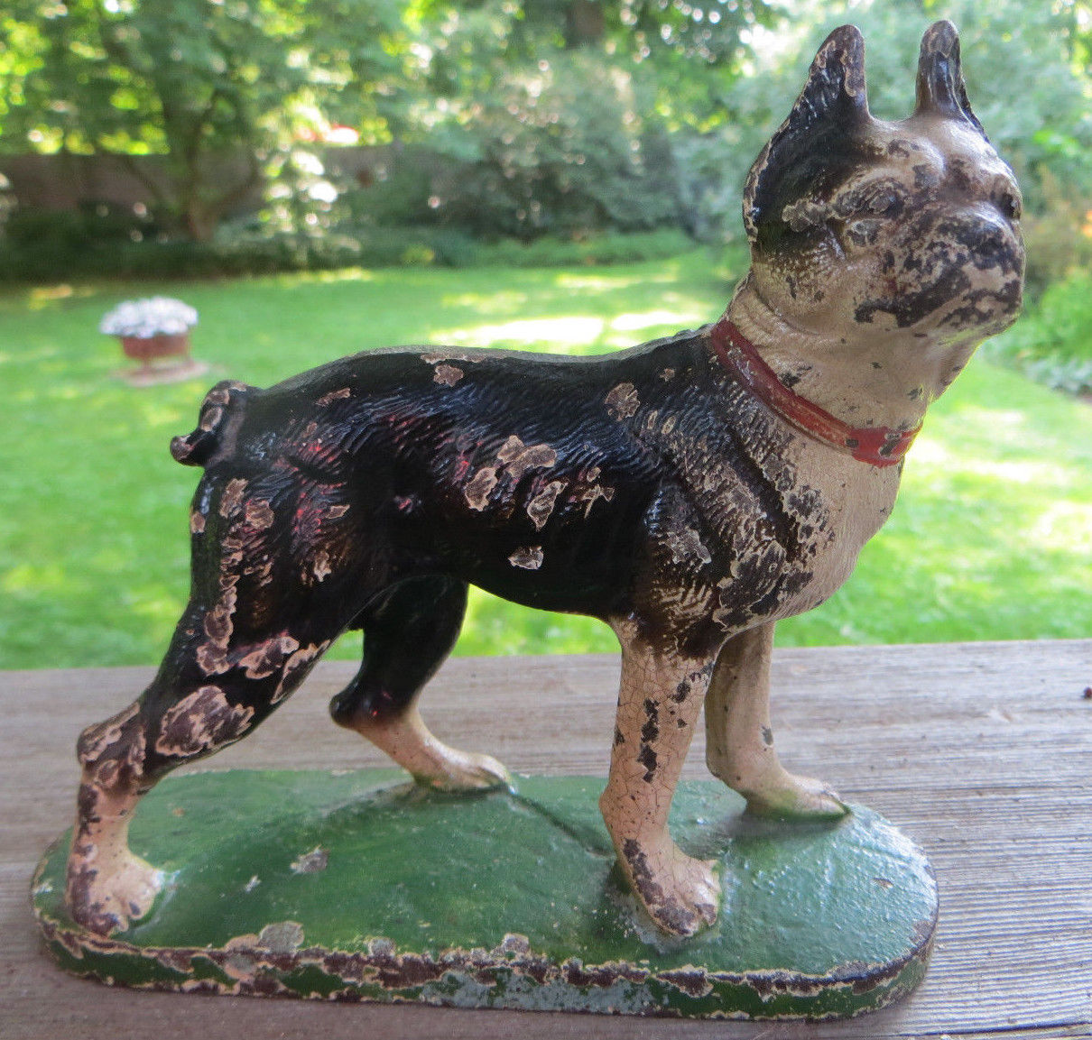 Antique Cast Iron Boston Terrier Bookend Door Stop Antique