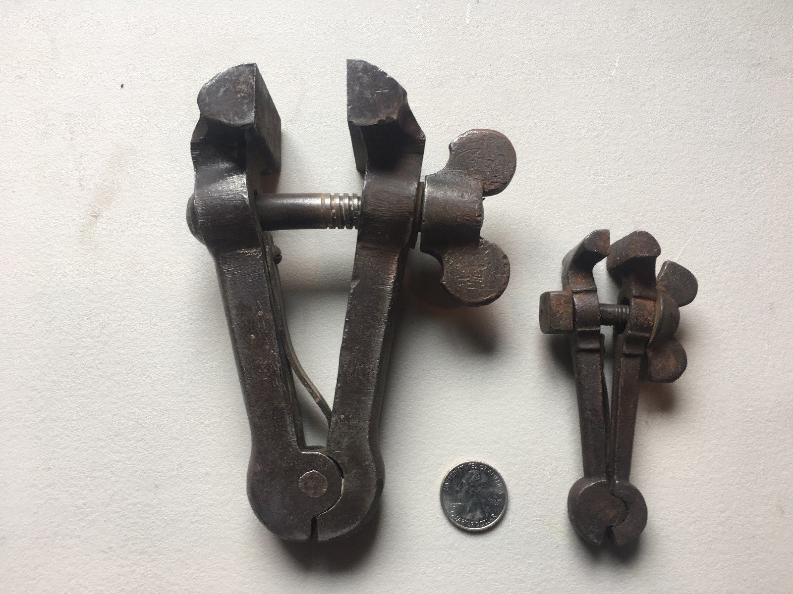 Vintage Pair Hand held Vises,Machinist clamp, Blacksmith Gunsmith
