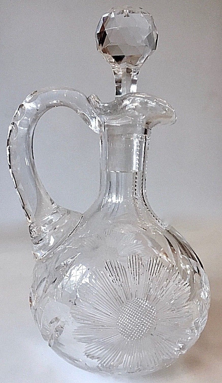Antique American Brilliant Cut Glass Cruet with Stopper Antique