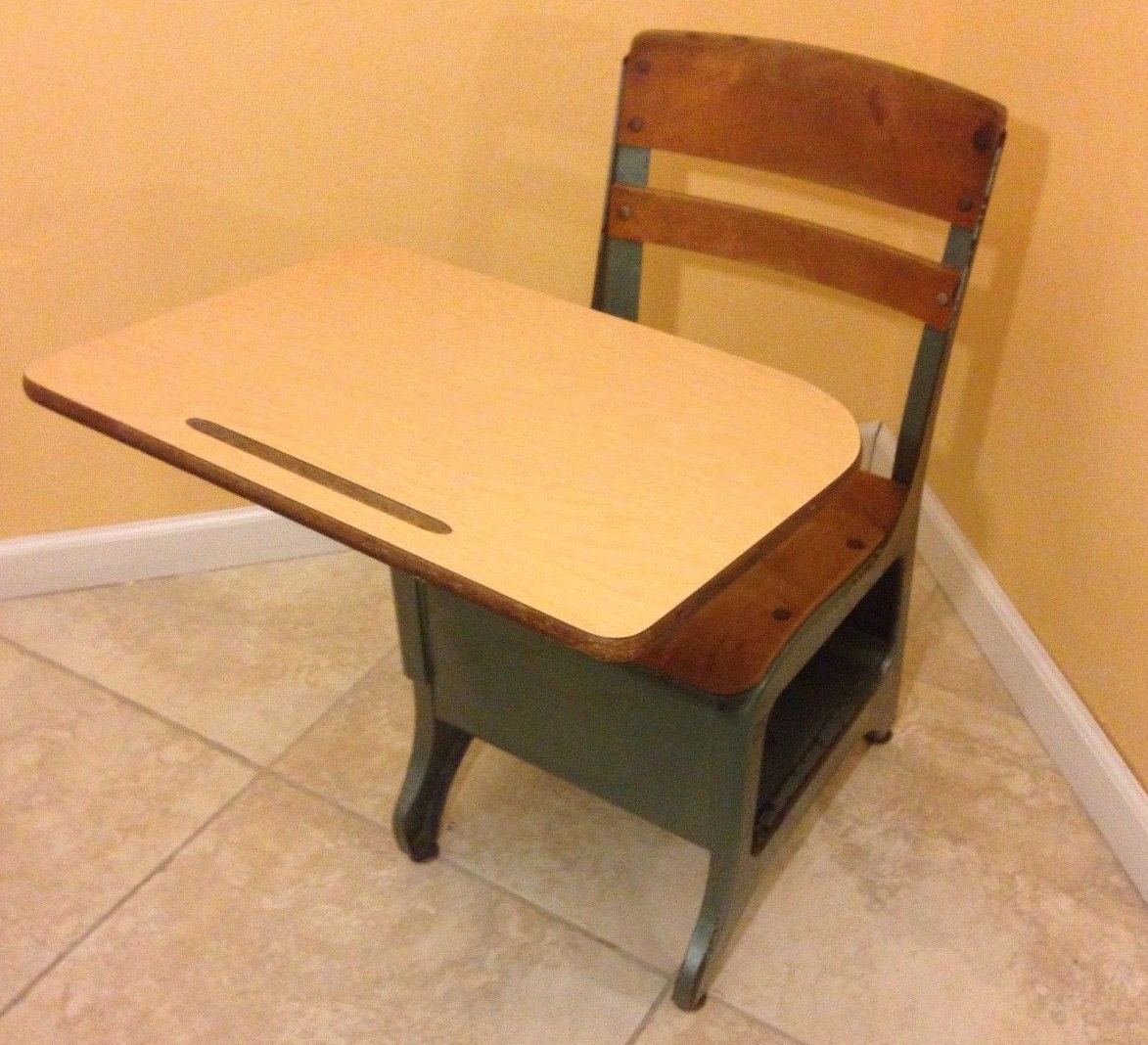 Vintage Old School Chair Youth Student Desk Kids Mid Century