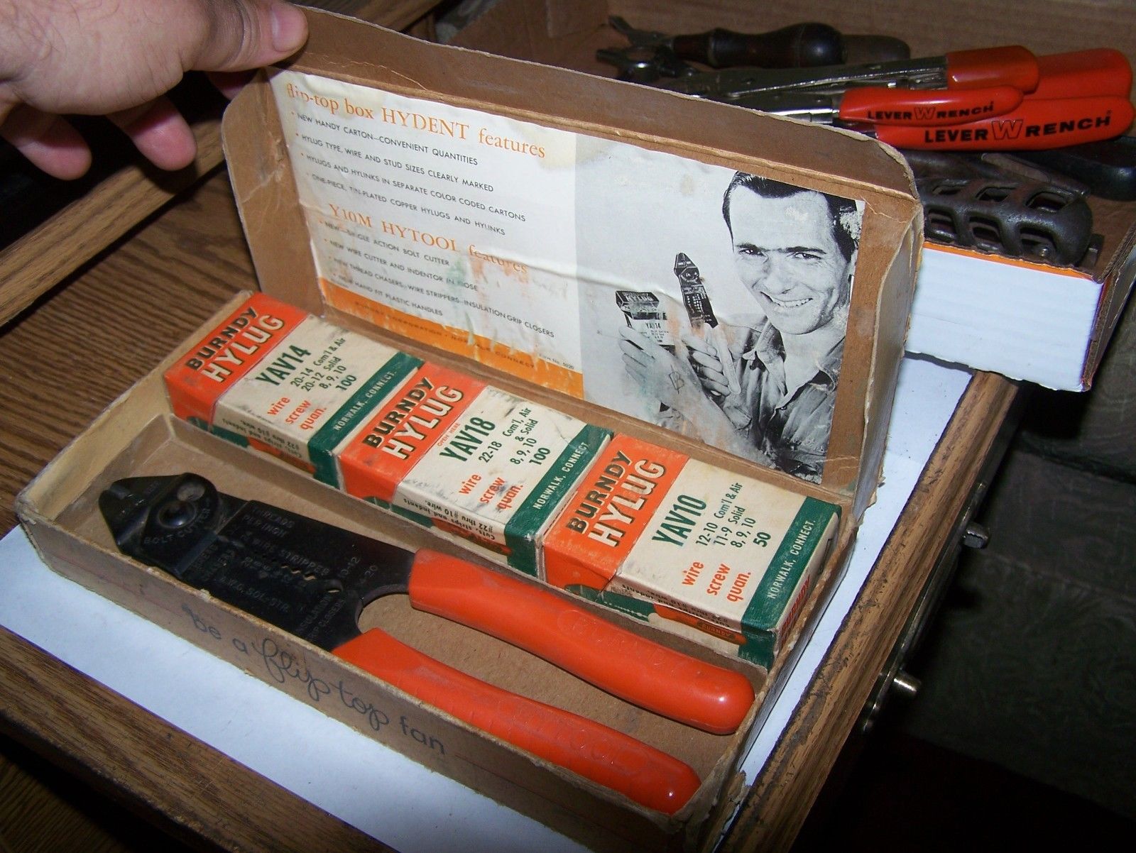 VINTAGE WIRE CUTTER BURNDY HYLUG HYDENT KIT NO. 11 CRIMP PLIERS 1950''S CRIMPING Antique