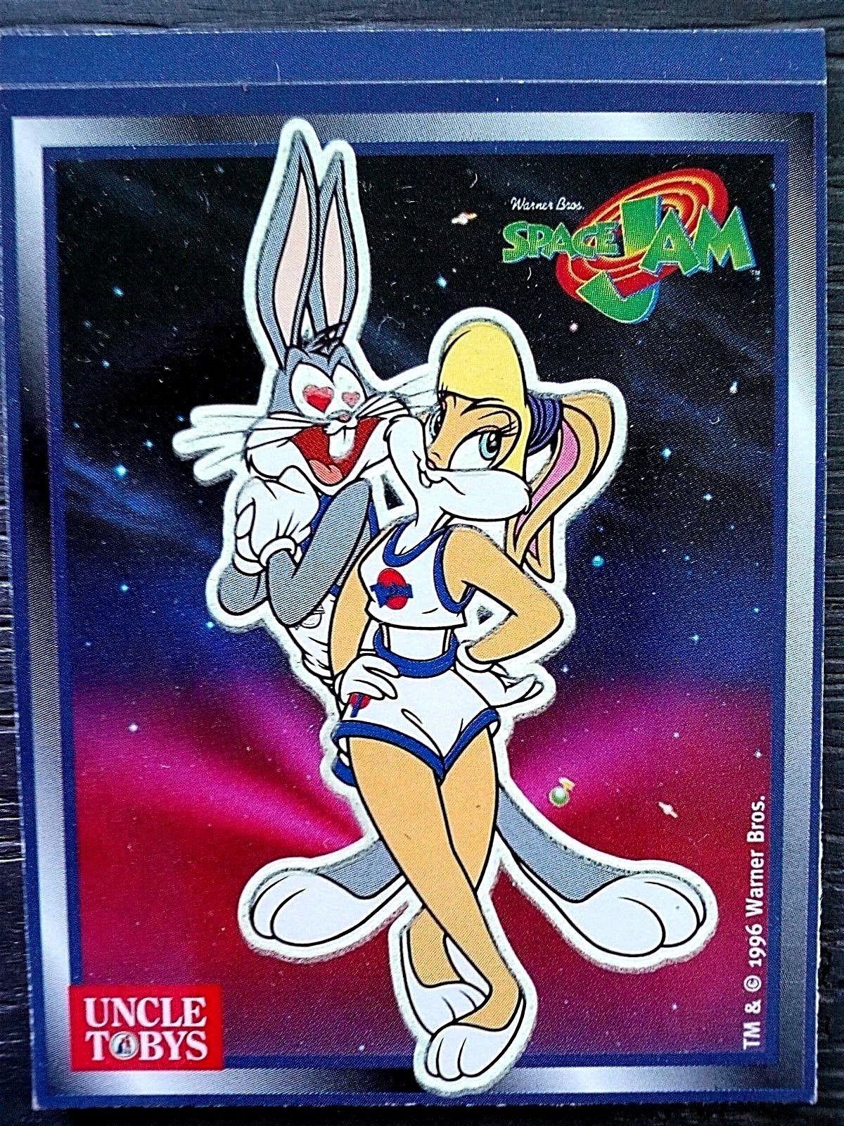 1996 Uncle Tobys Space Jam Glow In The Dark Sticker Unused Bugs And Lola Bunny Antique