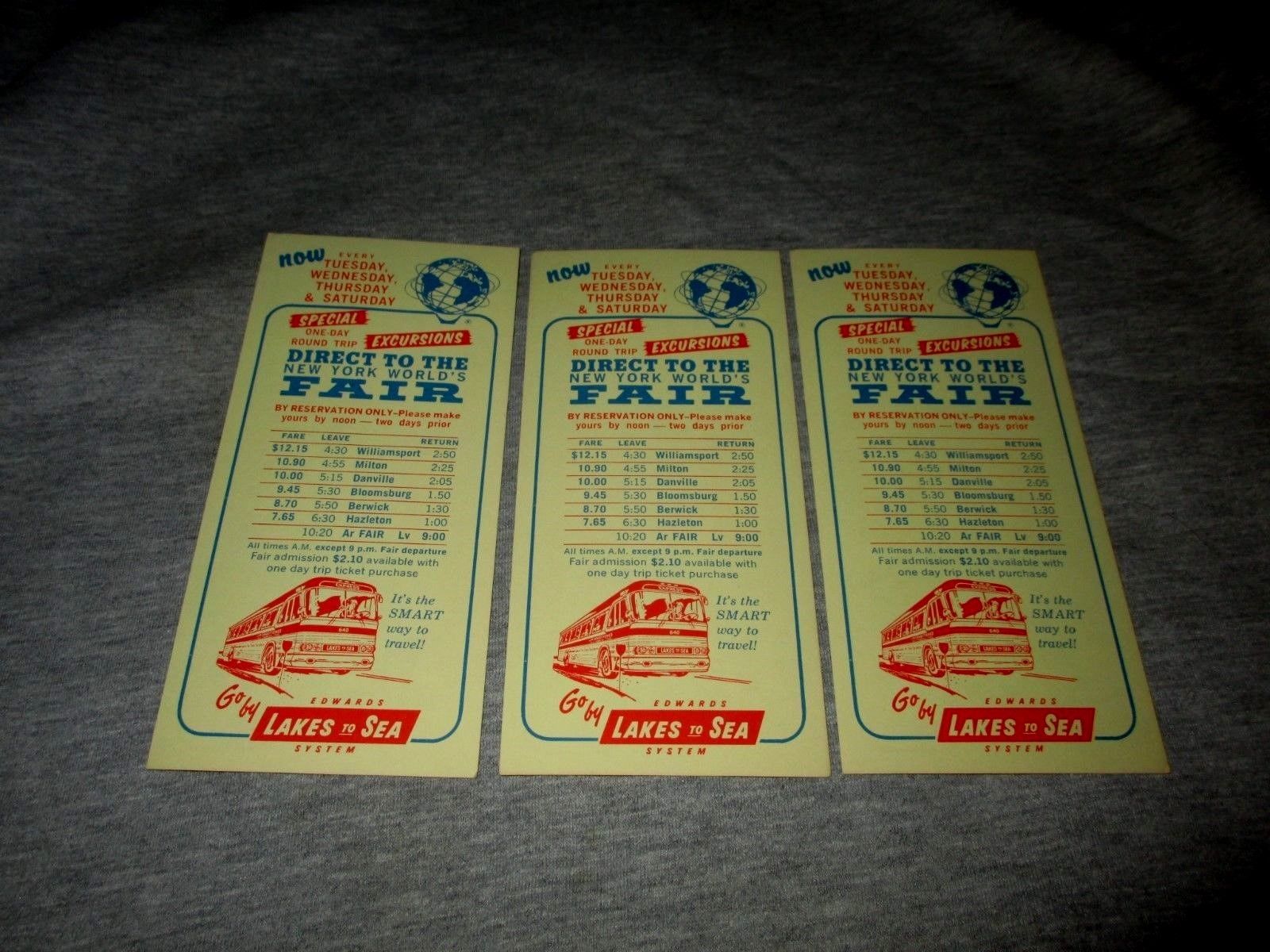 1964 NEW YORK WORLD''S FAIREDWARDS LAKES TO SEABUS TIMETABLES
