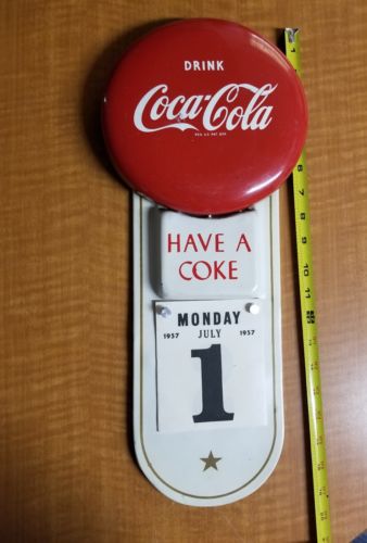 Original 1950s 1960s 19 Coca Cola Button Calendar Holder Tin Soda Sign Antique Price Guide