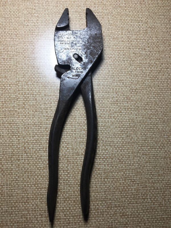 Antique Eifel Geared Pliers Wrench American Plierench 8 1/2 Antique