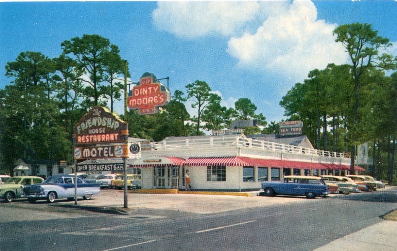 Friendship House Restaurant roadside postcard Gulf Coast MS classic
