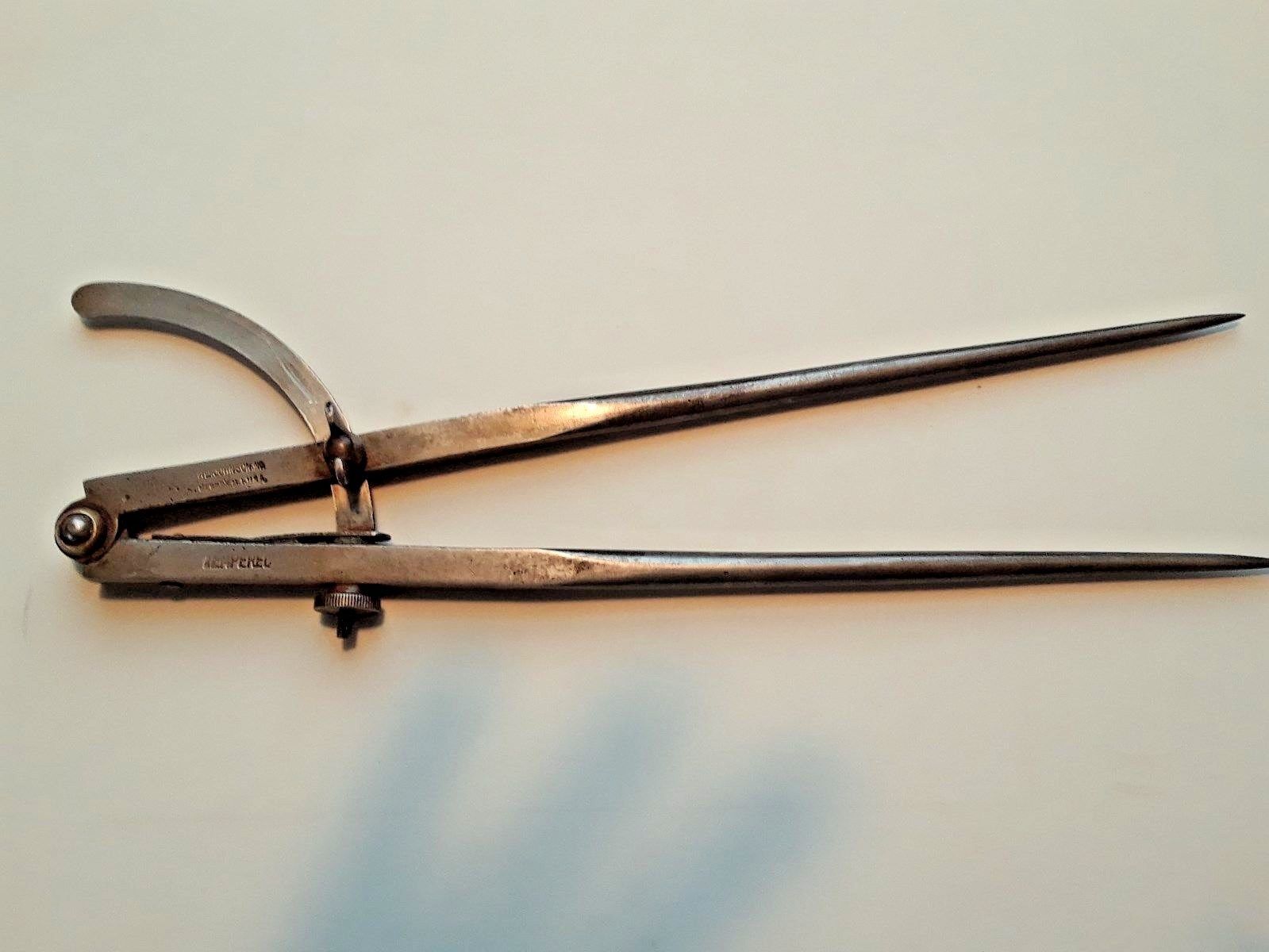 VINTAGE 12" WM JOHNSON HEAVY DUTY TEMPERED WING DIVIDERS PROTRACTOR SCRIBER Antique Price