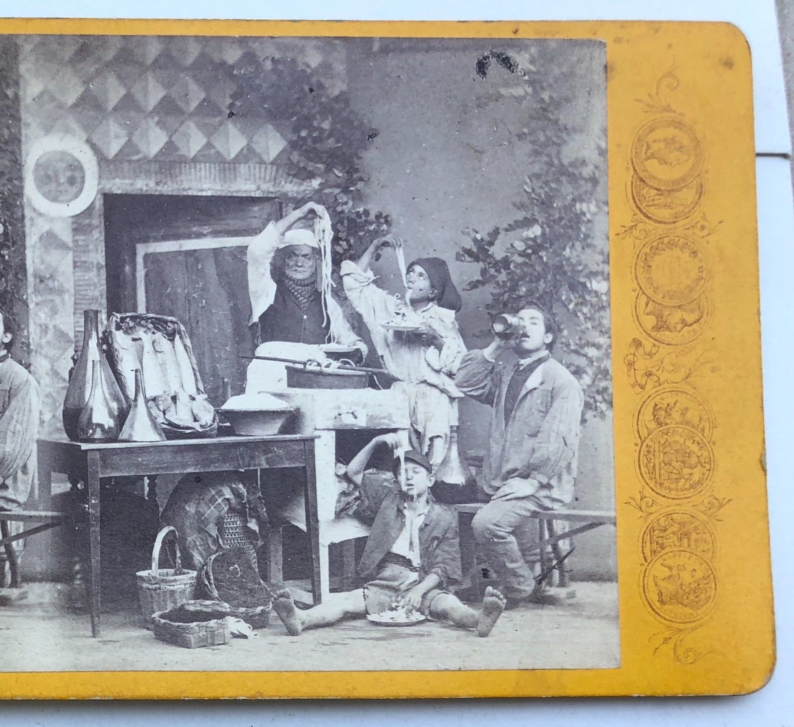 1860s Italian Spaghetti Pasta Napoli Italy Men Boy Stereoview Albumen ...
