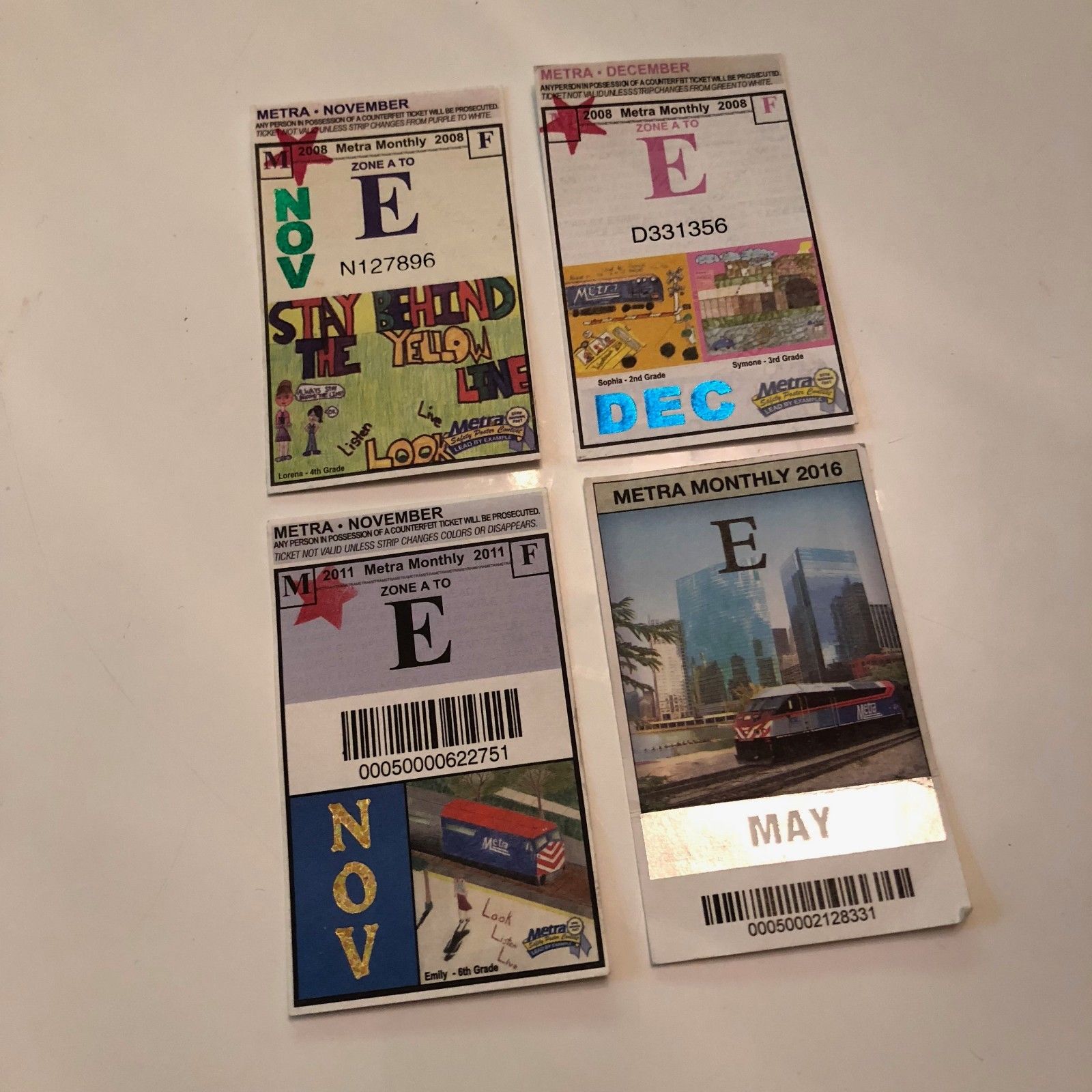 Chicago Illinois Metra Railroad Commuter Monthly Ticket Passes Misc