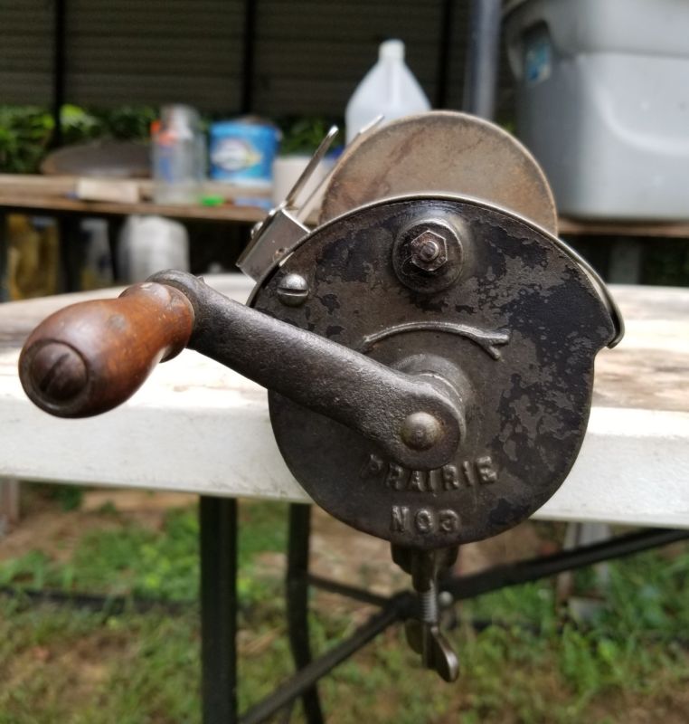 Vintage Prairie 3 Bench Top Hand Crank 3 Grinder Wheel Sharpener