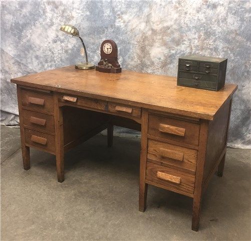 5 Vintage Oak Desk Wooden Desk Teacher S Desk Mid Century