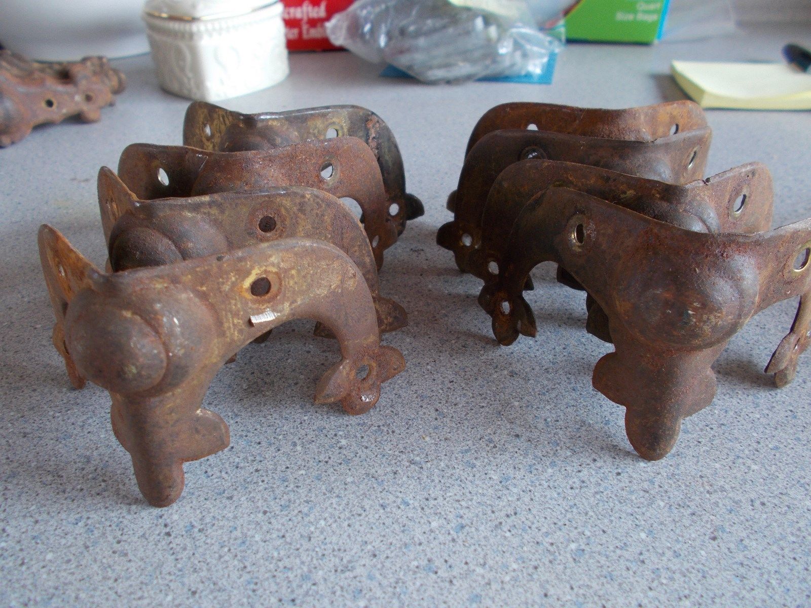 vINTAGE STEAMER TRUNK corners BRASS PLATED 8pcs. Antique Price Guide