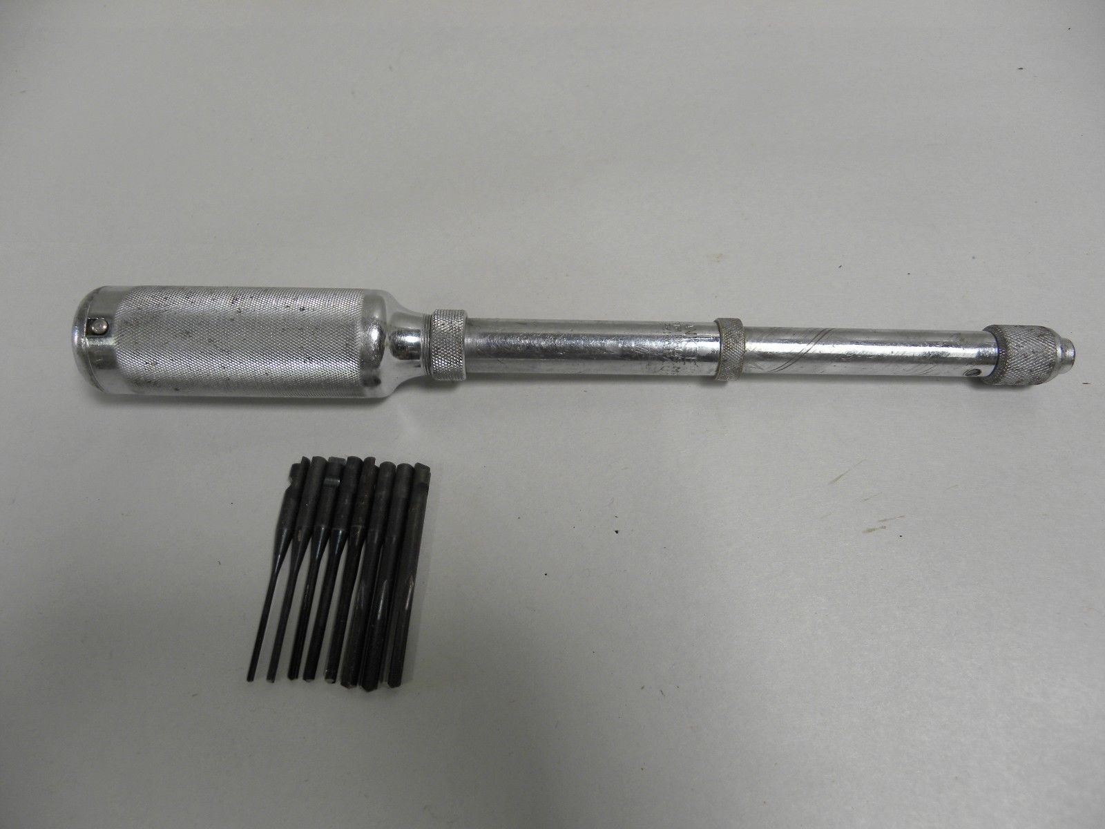 Vintage STANLEY Yankee No 41 Hand Push Drill With 8 Bits USA (A7