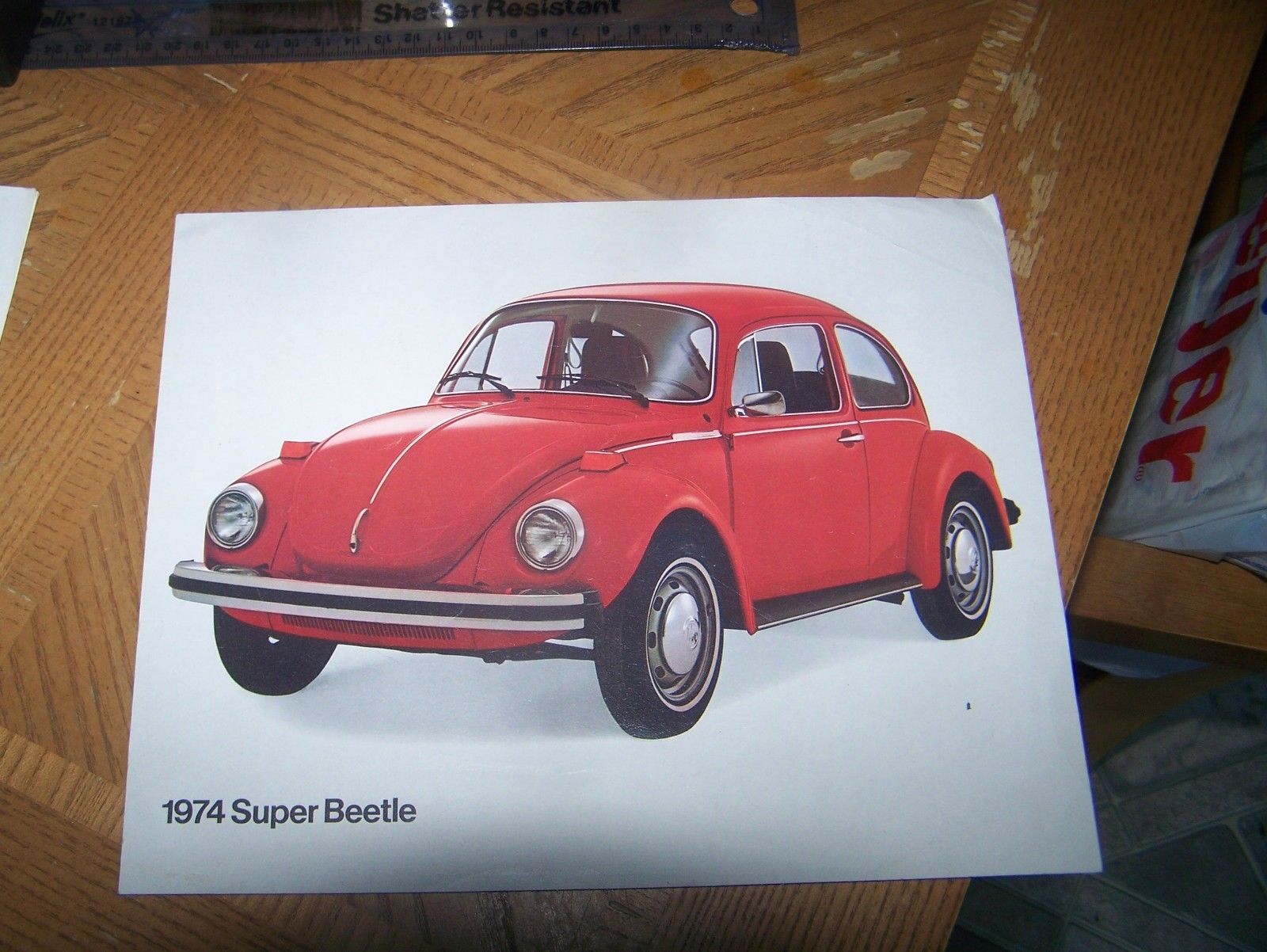 Vintage 1974 Volkswagen Super Beetle Specification Sheet Antique