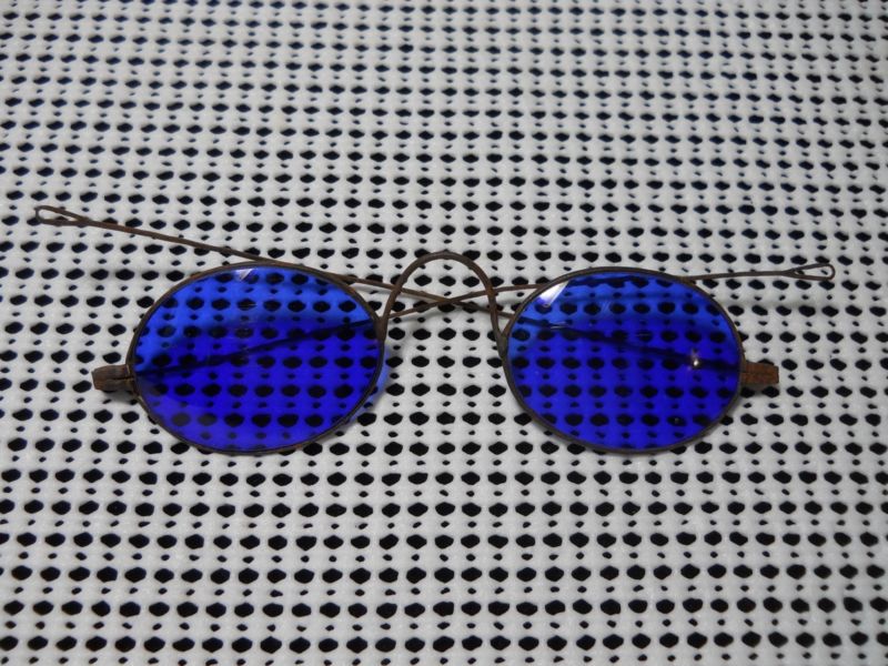 Antique Steel Frame Eyeglasses With Cobalt Blue Lenses Antique Price Guide Details Page
