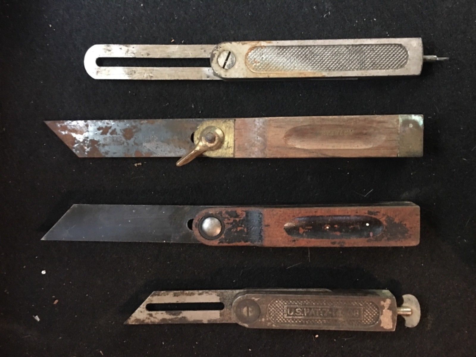 Antique Lot Of 4 angle bevel gauge carpenters woodworking tool