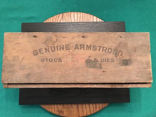 Vintage WOOD Tool Box ARMSTRONG BROS Stocks and Dies Some Tools ...