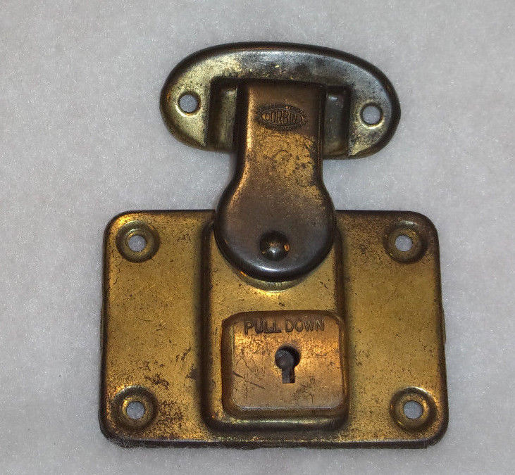 Antique Corbin Steamer Trunk Lock Brass Plated pat''d 1913 NO KEY