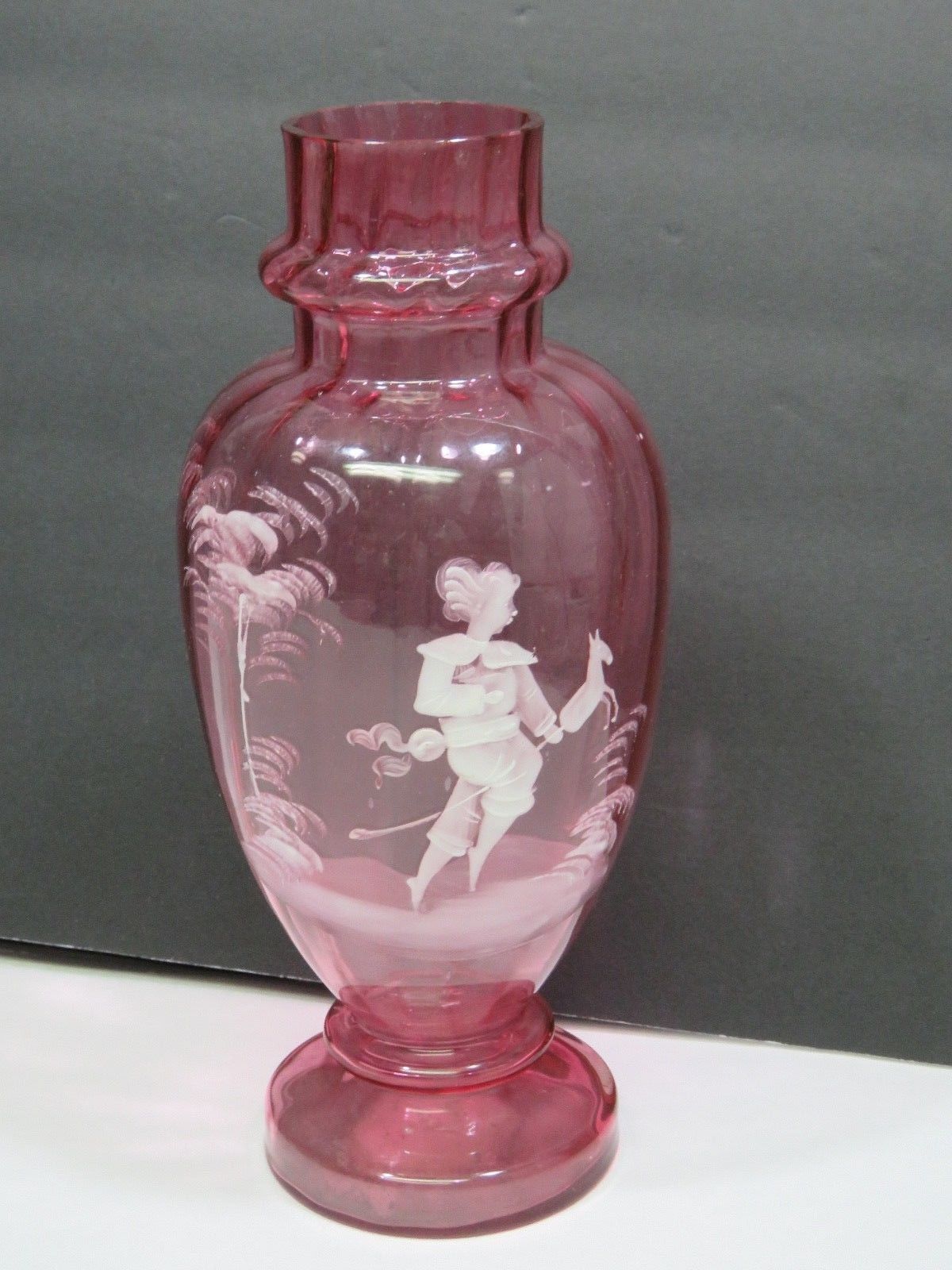 Victorian Mary Gregory Cranberry Gl Vase Boy On Hobby Horse 19th Victorian Mary Gregory Cranberry Gl Vase Boy On Hobby Horse 19th Century