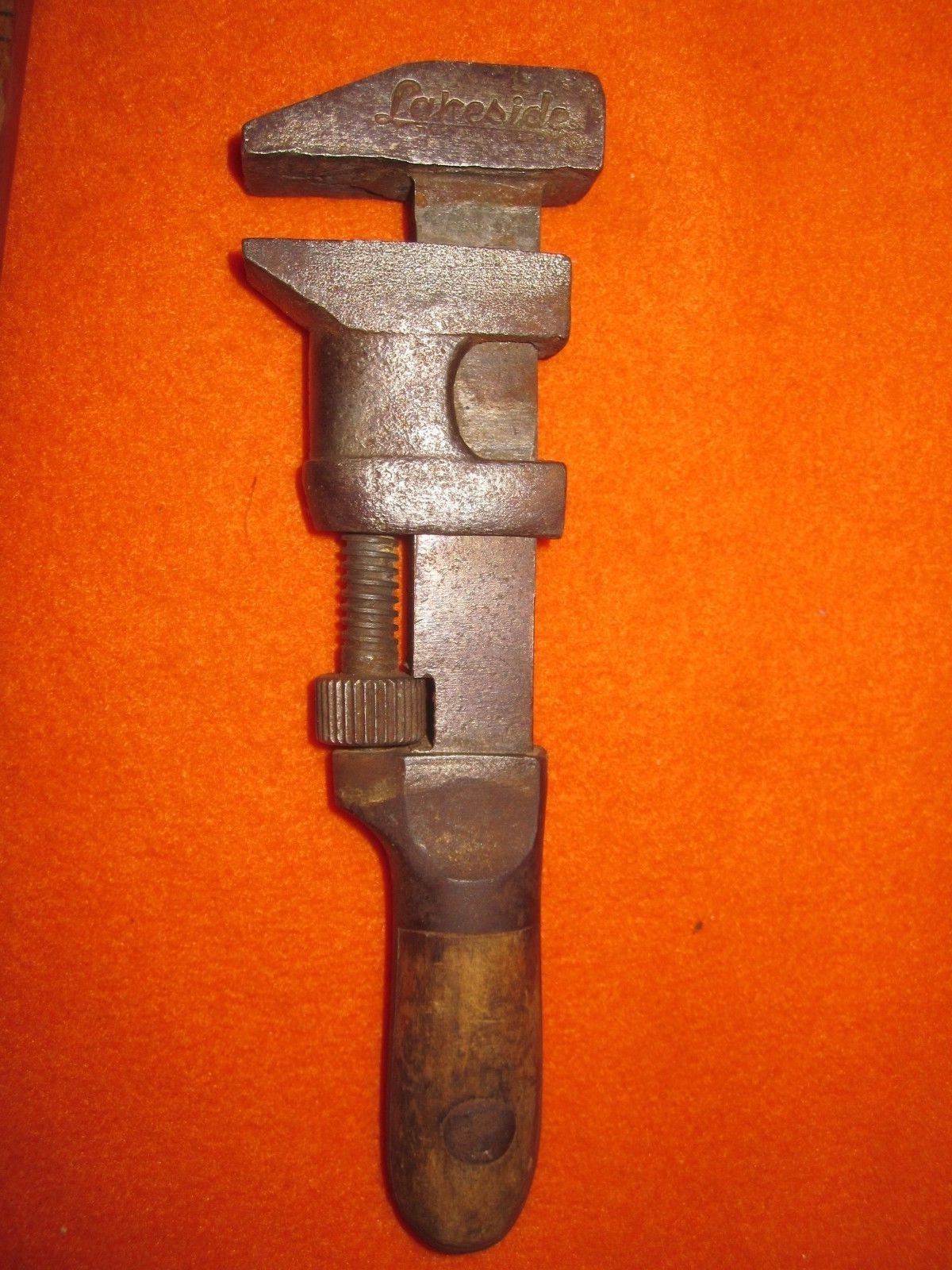 Antique GIRARD Adjustable Wrench 6 1/4" wooden handle vintage tool