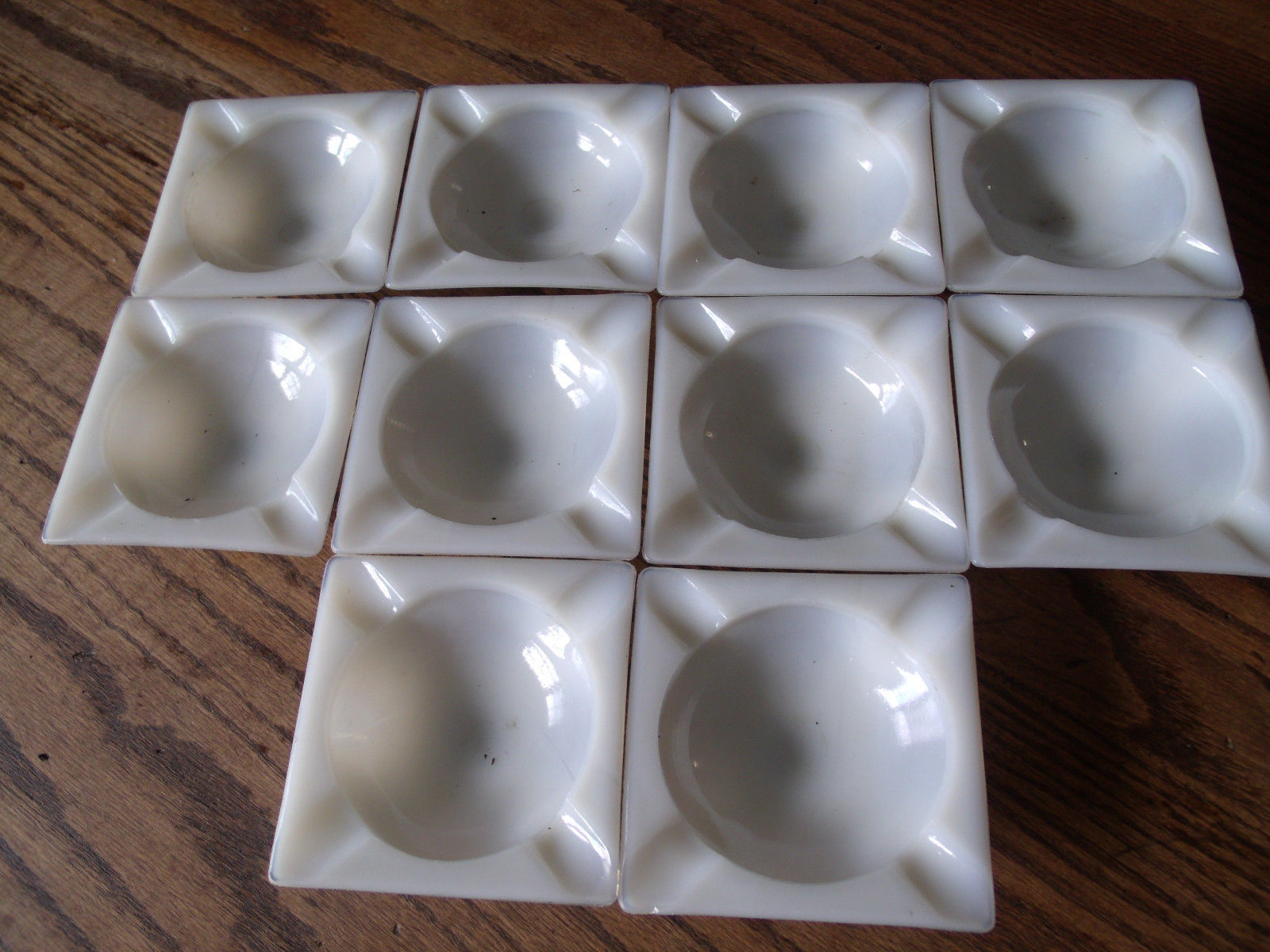 Vintage Milk Glass AshtraysLot of 10 Matching Bar, Restaurant