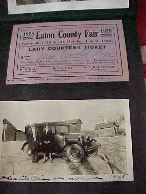 Orig. 1920s Michigan Photo Album Eaton County Fair Ticket Battle Creek