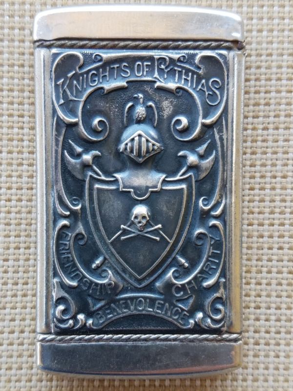 Vintage Knights of Pythias Silvertone Match Safe Friendship Charity ...