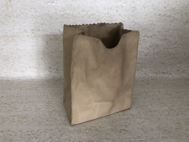 Ceramic Paper Bag Vase Art Sculpture Pen Holder Mcm Tapio