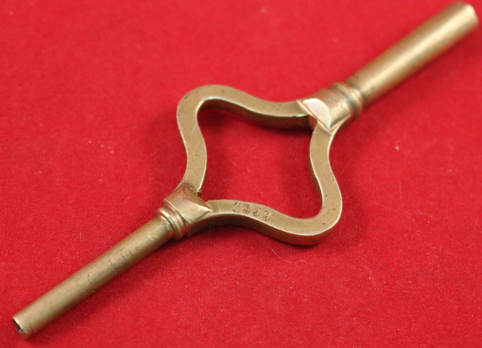 Antique Large French Carriage Clock Key Brass Double Ended Clock Key