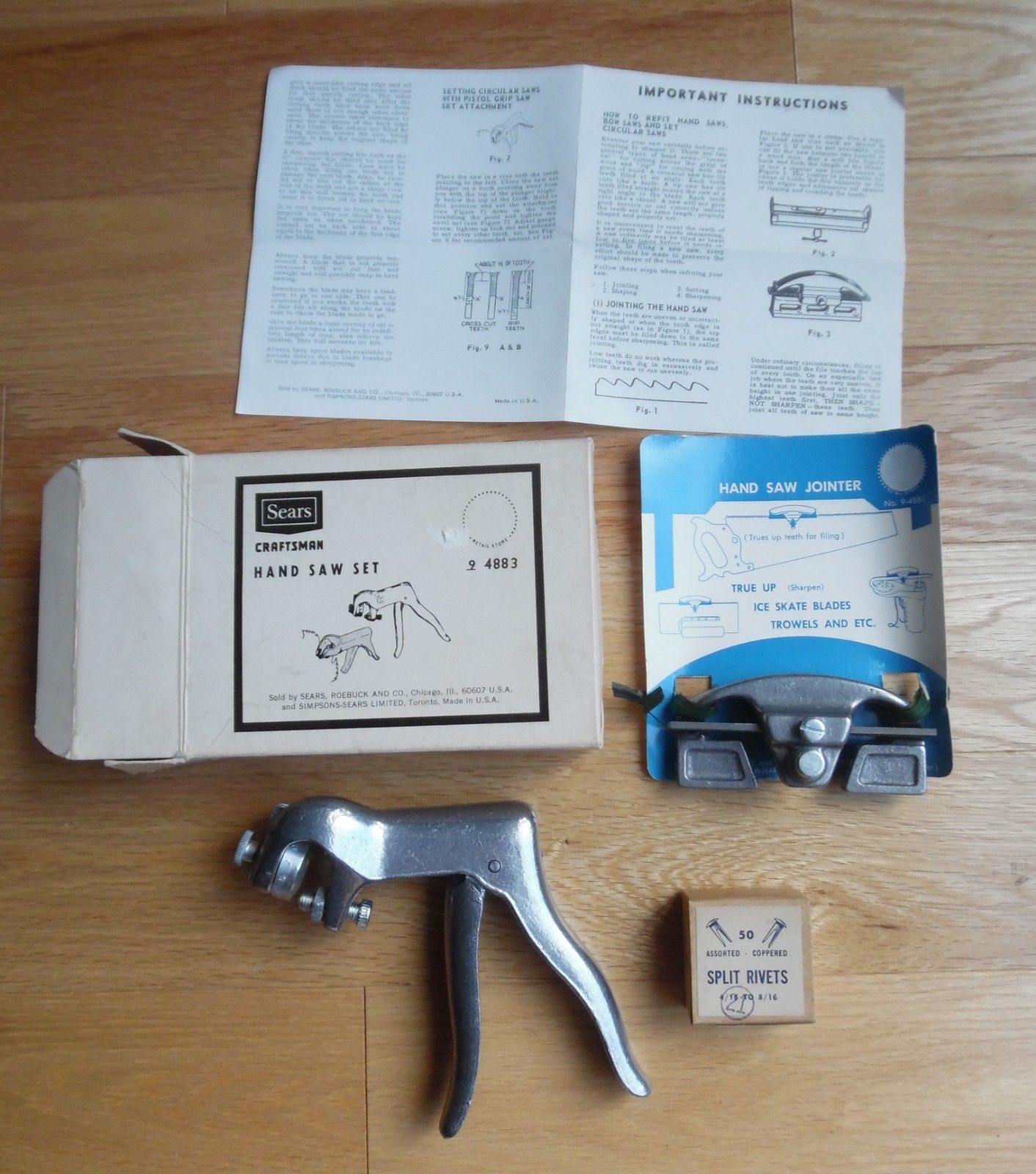 Sears CRAFTSMAN Hand Saw Set 94883 with hand saw jointer 94881