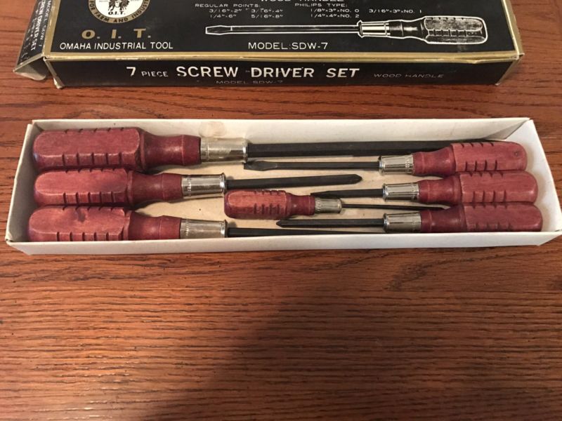 Vintage Omaha Industrial Tool Set Wooden Handle Screw Driver Set With Box Antique Price Guide