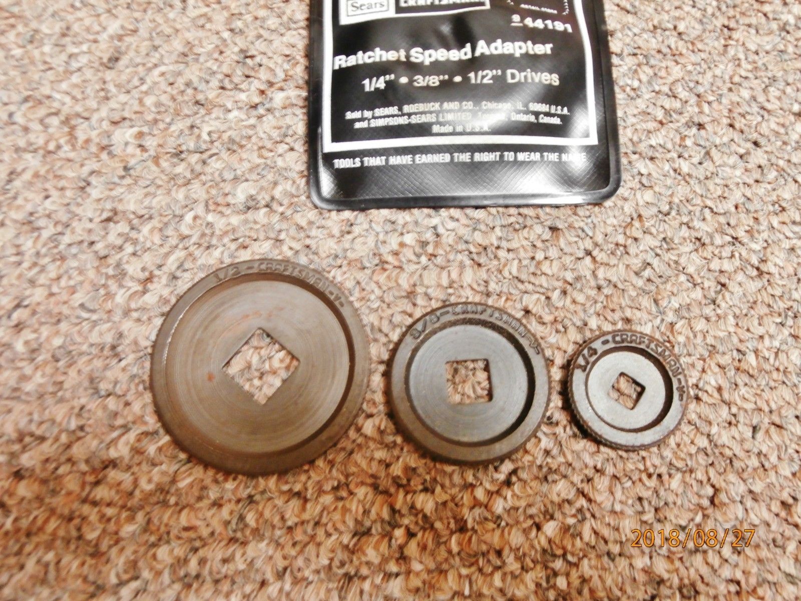 VINTAGE CRAFTSMAN TOOL 3 Piece Ratchet Speed Adapters Set 1/4 3/8 1/2