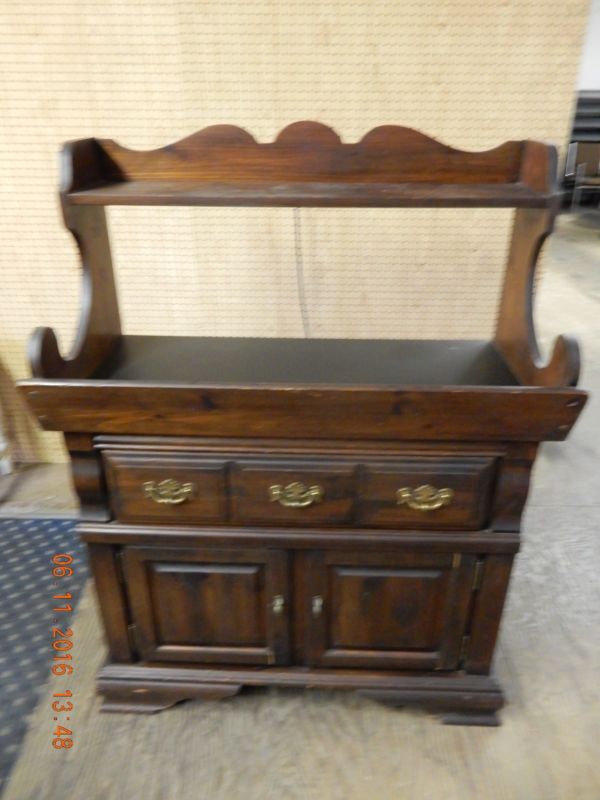 Dark Solid Wood Vintage Hutch from 1970''s Antique Price Guide