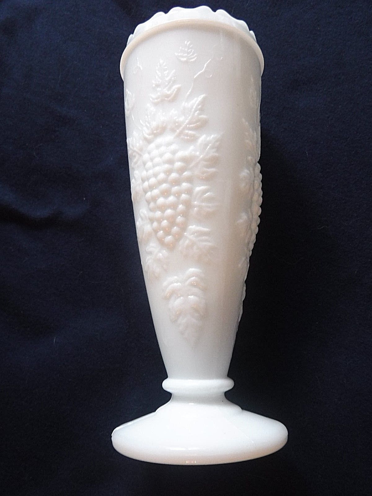 Vintage Grape Design Pressed Milk Glass Vase Antique Price