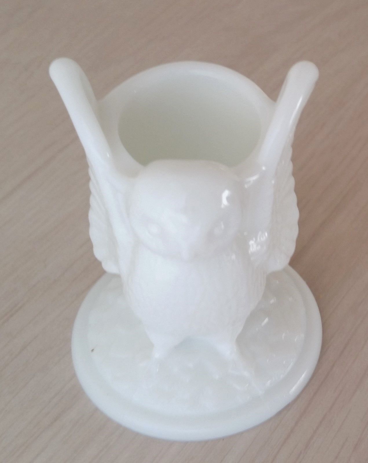 Vintage Westmoreland White Milk Glass OWL Toothpick Holder Antique