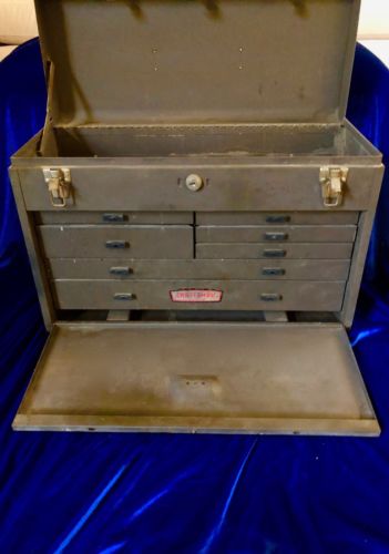 Vintage Craftsman 7 Drawer Machinist Tool Chest Box Felt Lined