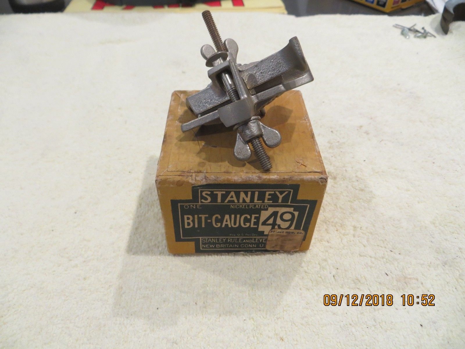 Vintage STANLEY No. 49 BIT GAUGE Adjustable Drill Bit Depth w/ Original