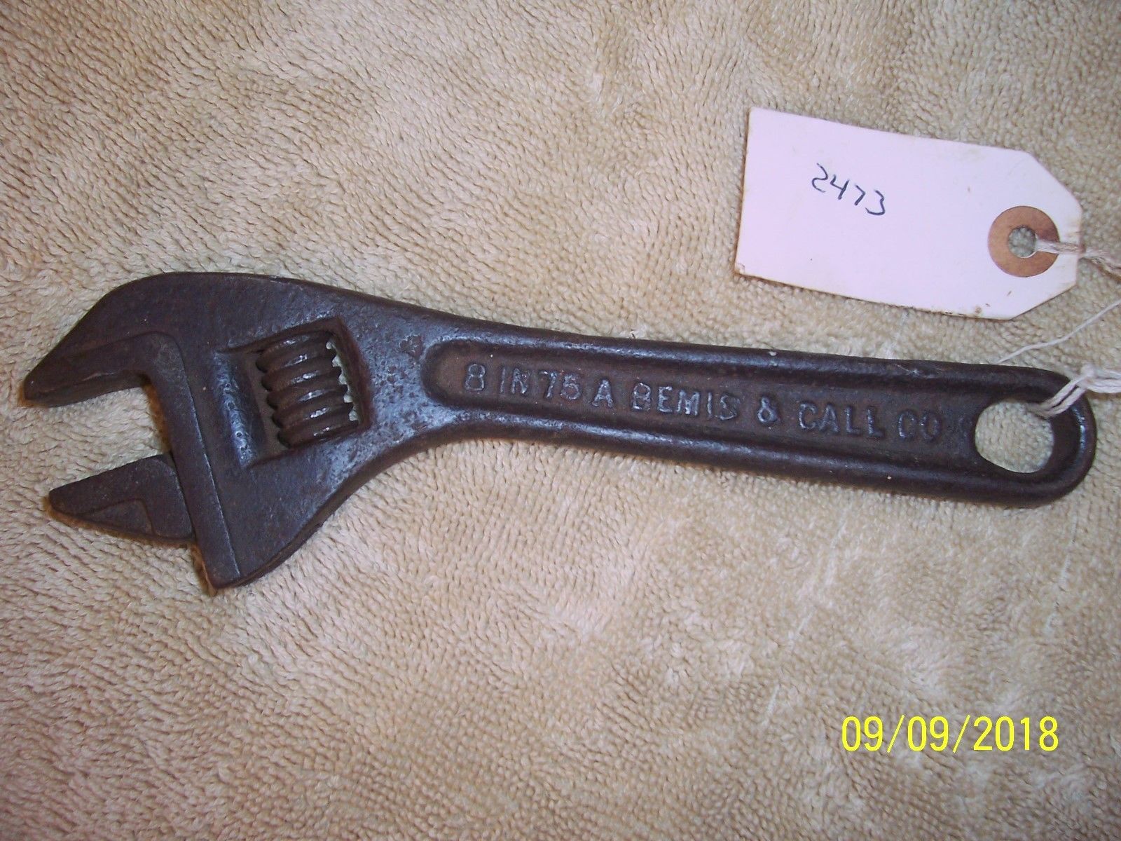 A Rare Antique Bemis & Call Co. 8" Adjustable Wrench 75 A Antique