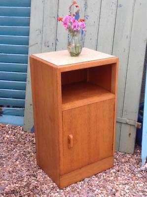 Vintage 50 S Light Oak Bedside Cabinet Side Lamp Table Formica