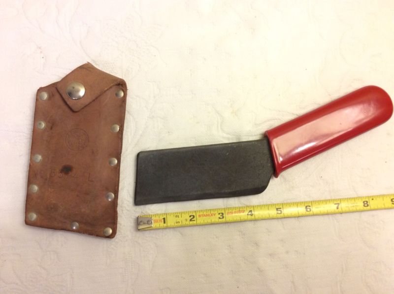 Vintage KLEIN TOOLS Splitting Wire Knife With Guard Sheath BUHRKE 5574