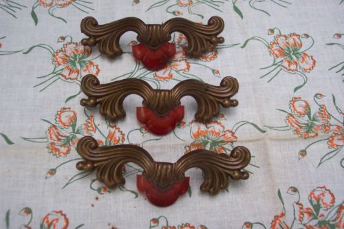 Three Antique Vintage Art Deco Bakelite Furniture Drawer Pulls