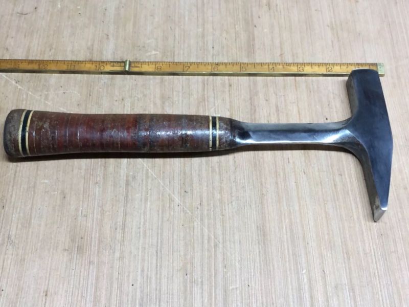 Vintage Estwing 18 Oz Mason Hammer Stacked Leather Handle Antique