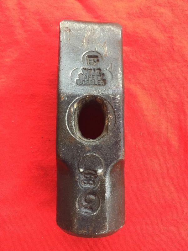 VINTAGE WOODINGS 3 POUND BLACKSMITH''S CROSS PEEN HAMMER HEAD STAMPED