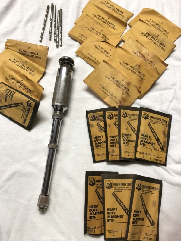 Stanley Yankee Push Drill With 50 New Bits Antique Price Guide
