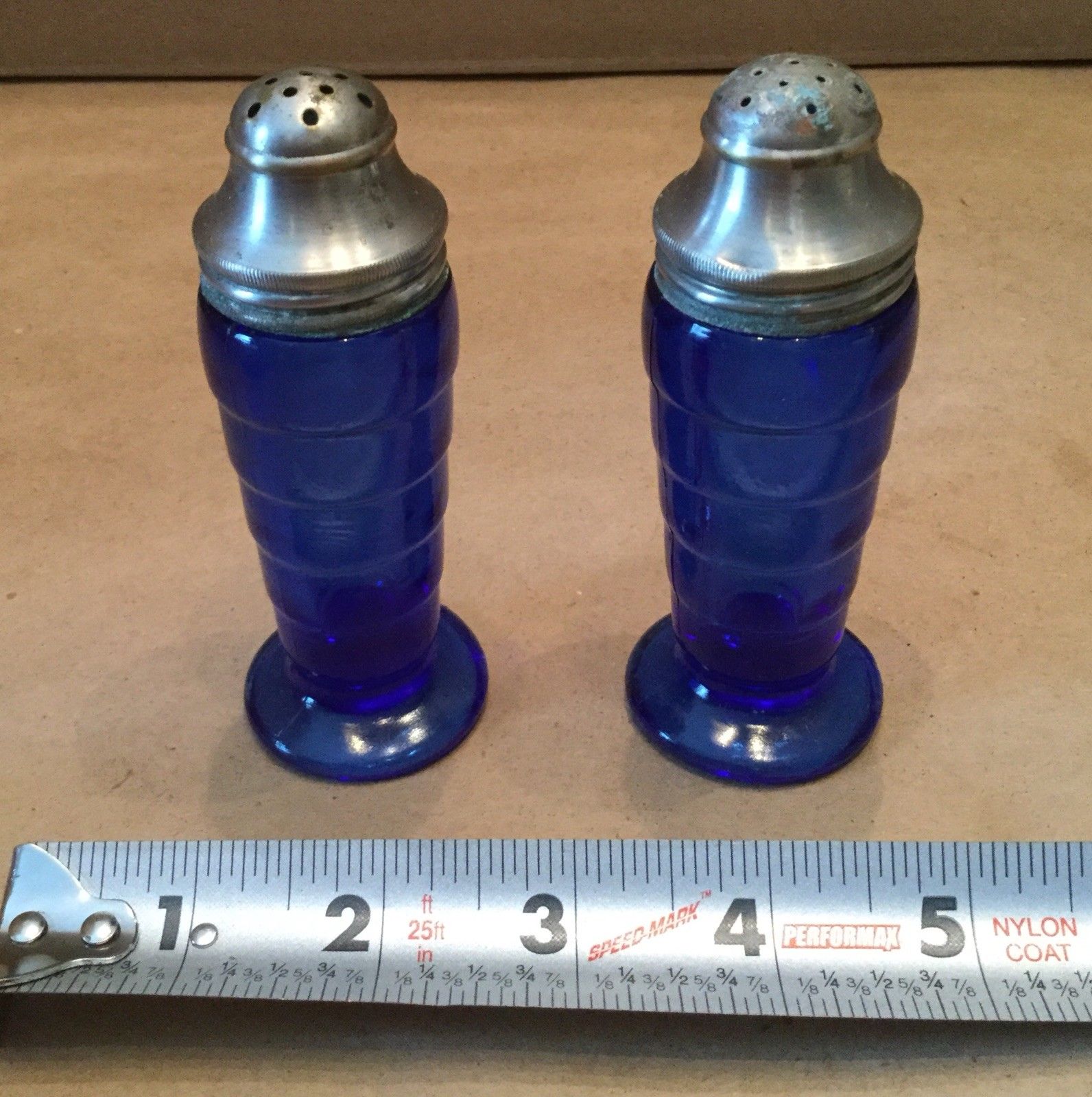 Vintage Cobalt Blue Depression Glass Salt Pepper Shakers Vintage Cobalt Blue Depression Glass Salt Pepper Shakers