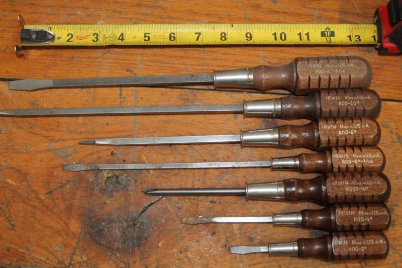 Irwin Tools USA 800 7 Piece Vintage Wood Handle Screwdriver Lot 800