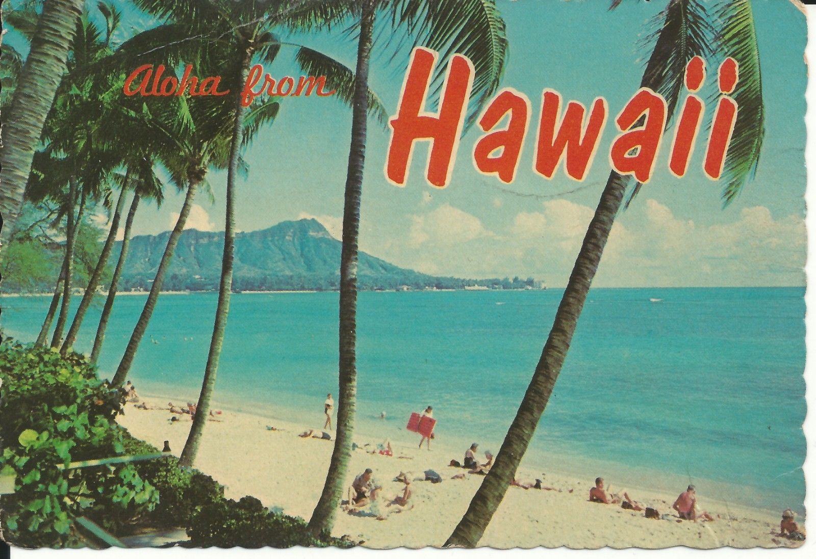 Vintage Postcard - Waikiki Beach Resort Aloha from Hawaii HI 1987